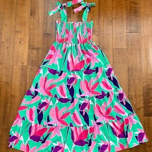 NWOT colorful tropical long tie shoulder maxi dress resort wear dress XL